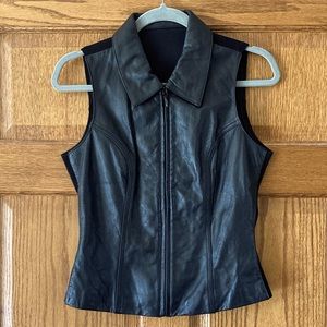 Maxima Wilson’s Black Leather Zip-up Vest Medium